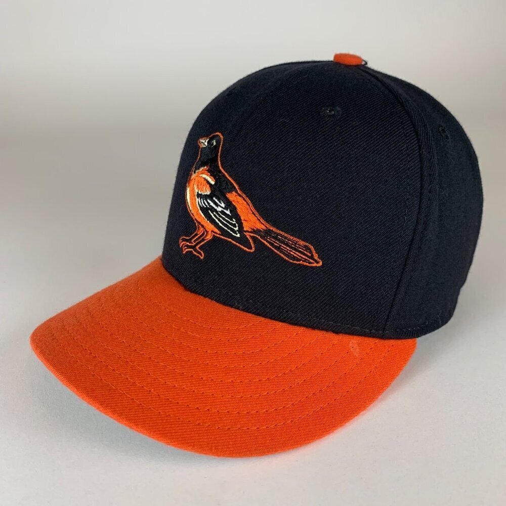 Baltimore Orioles Vintage Black Orange New Era Wool Fitted Hat Mens 7 READ